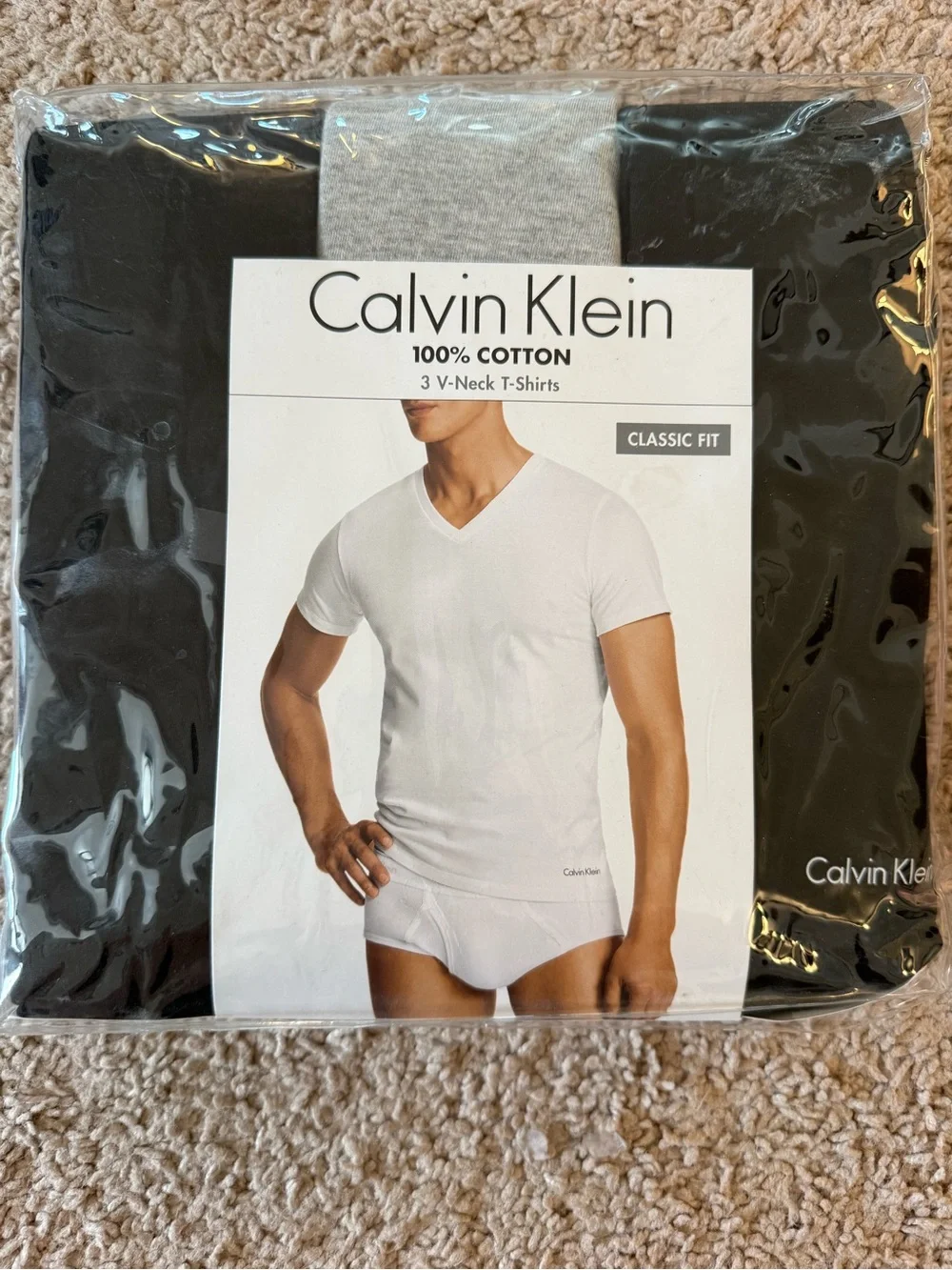 Calvin Klein Men’s 3-Pack V-Neck T-Shirts - Black, Gray, White